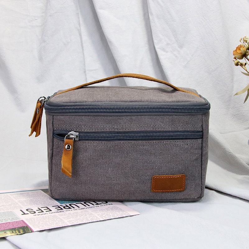 Heavy duty organic cotton canvas custom cosmetic bag with embroidered brand logo